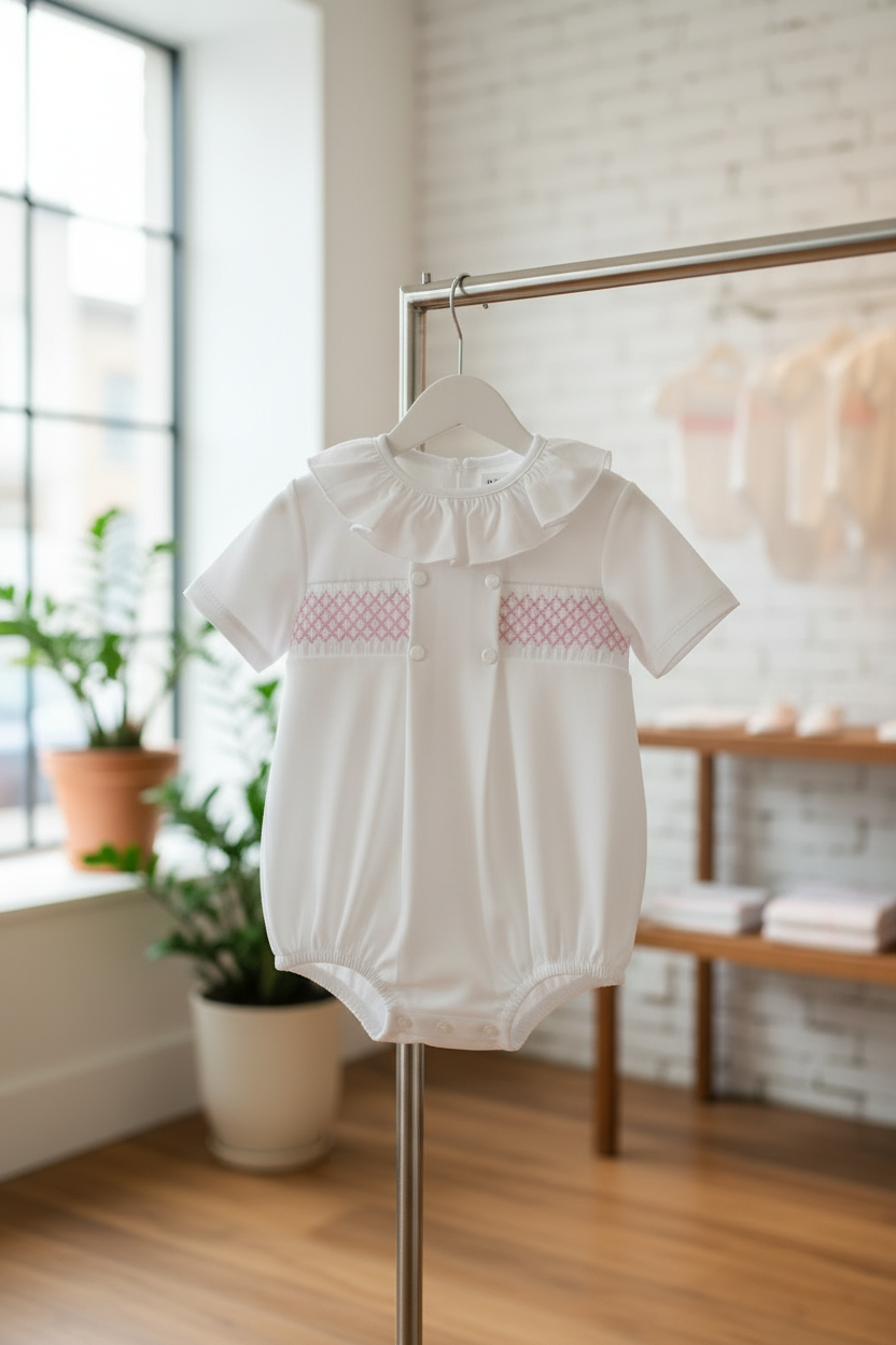 Baby girls cotton smocked romper