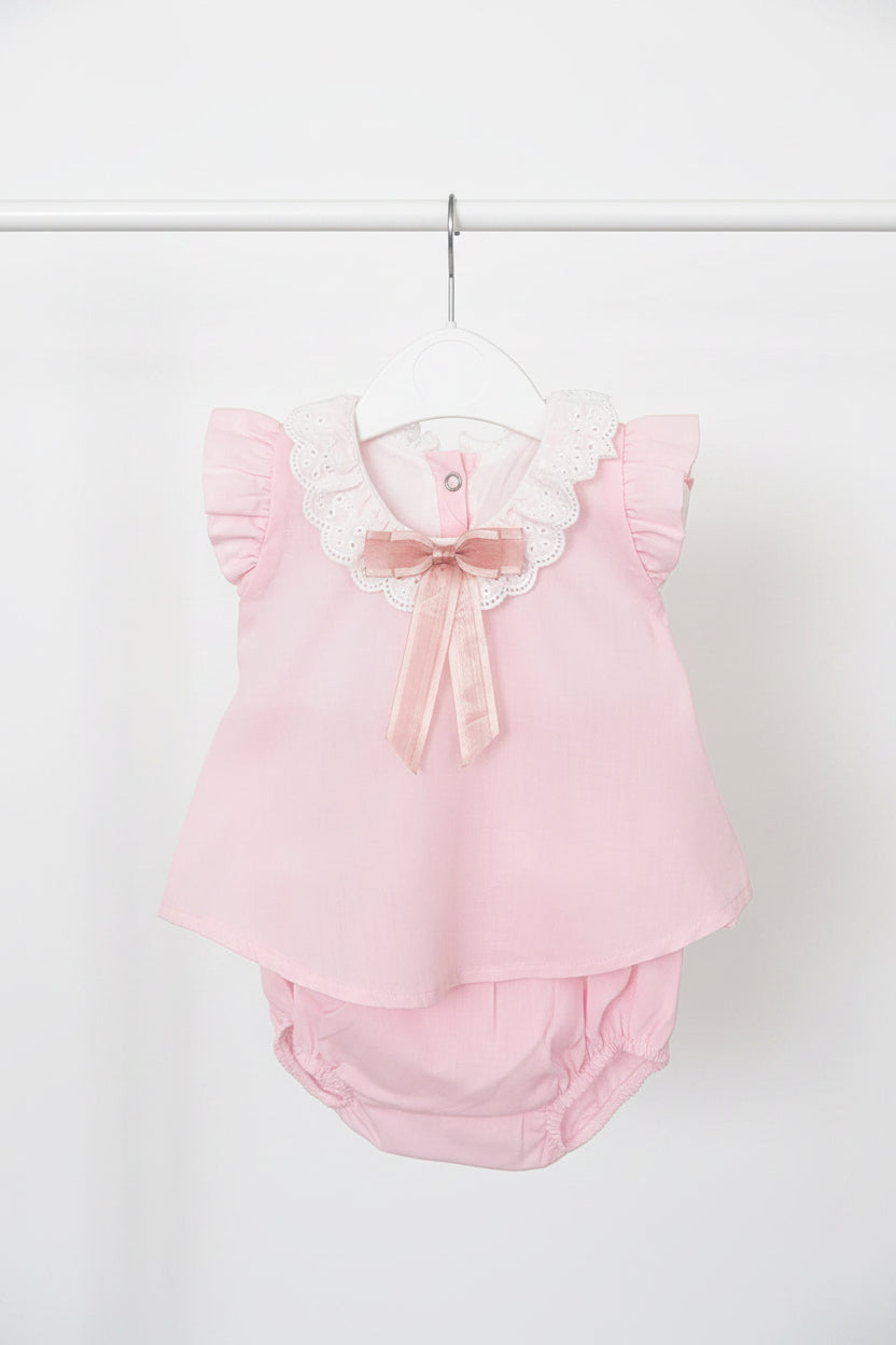 Baby girls pink shimmer two piece set