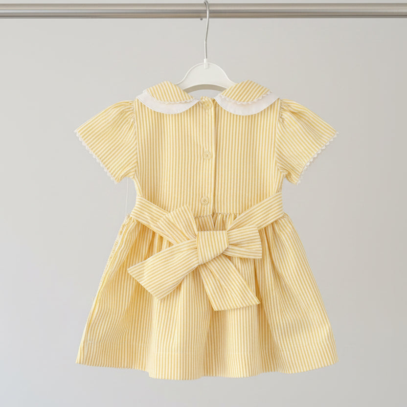 Baby girls smocked “Duckling” dress with knickers and headband