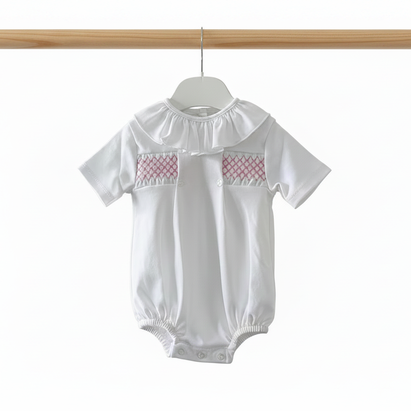 Baby girls cotton smocked romper