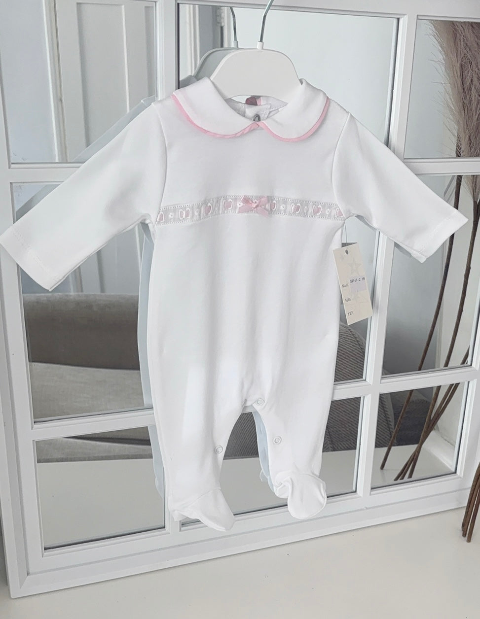 Baby girls slotted ribbon all in one