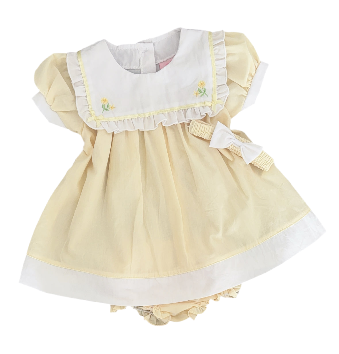 Baby girls yellow dress with knickers & headband