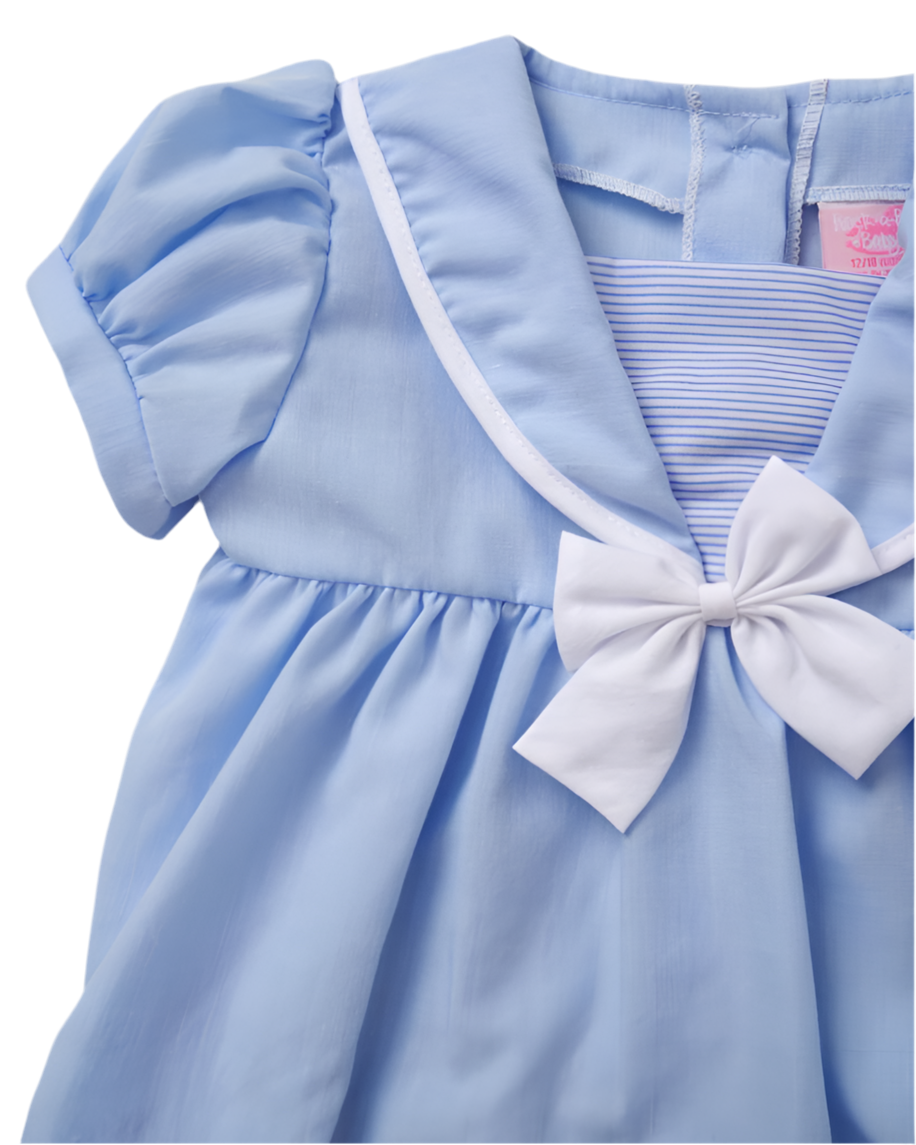 Baby girls “sailor” dress with knickers and headband