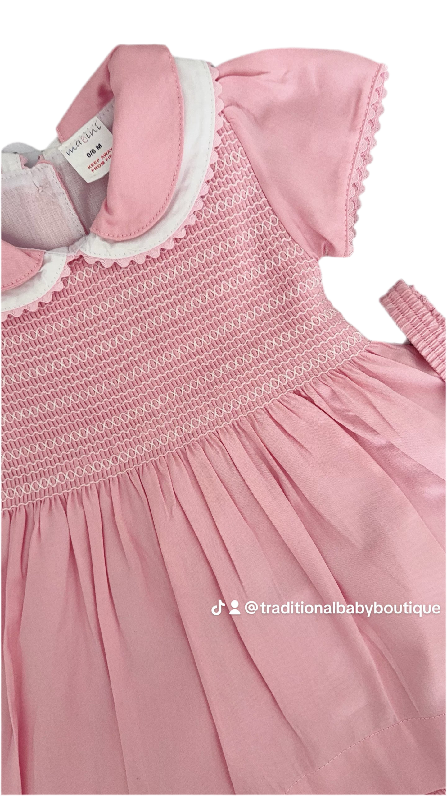 Baby girls blush pink smocked dress with knickers & headband