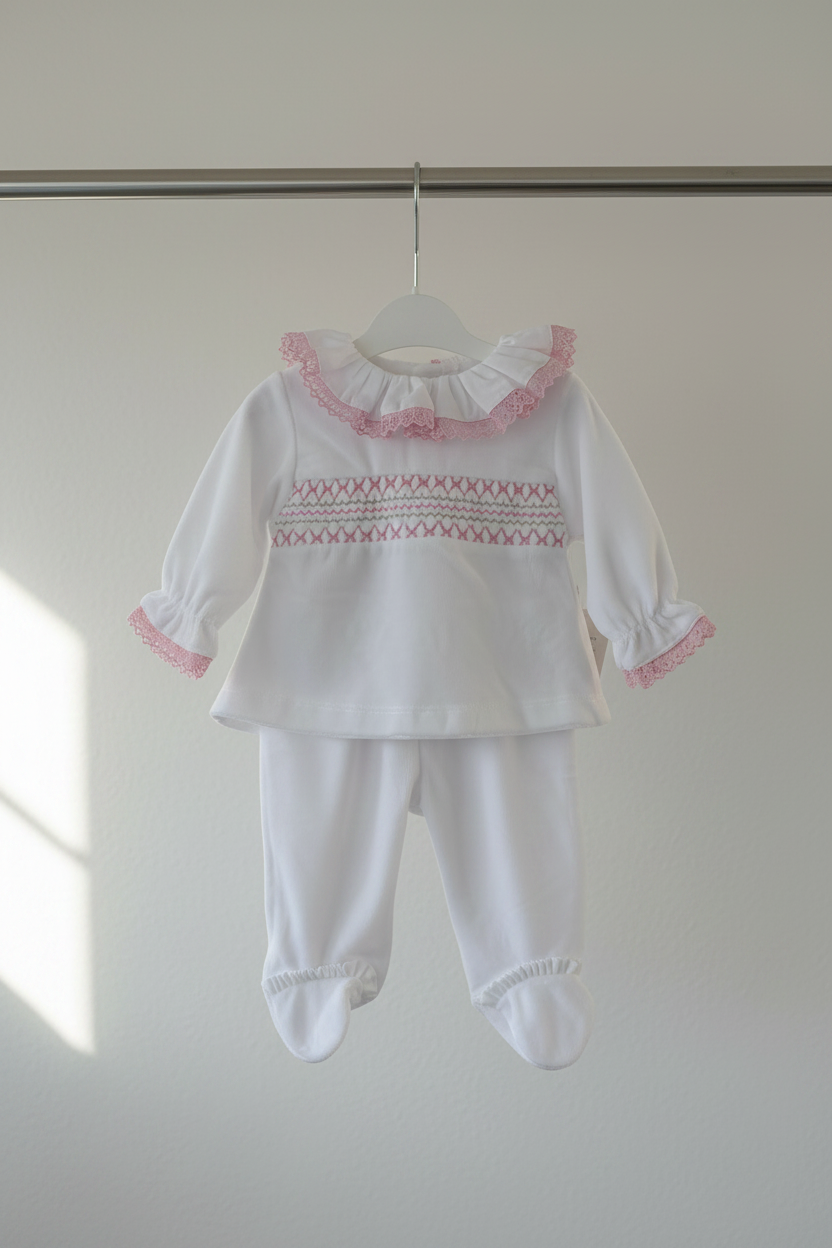 Baby girls velour smocked two piece set