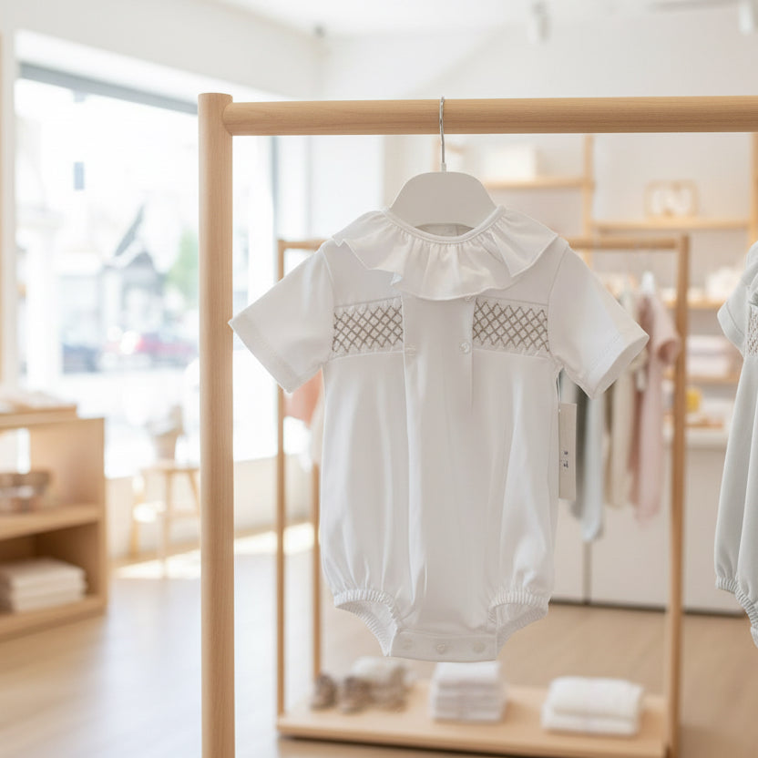 Baby girls cotton smocked romper