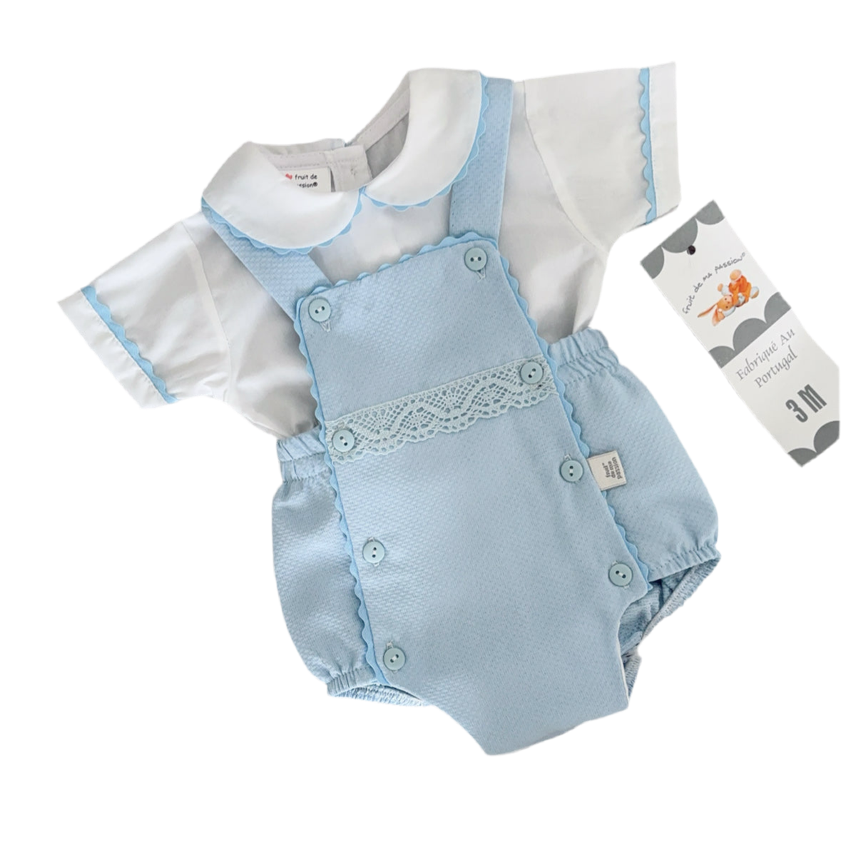 Baby boys sky waffle romper with shirt