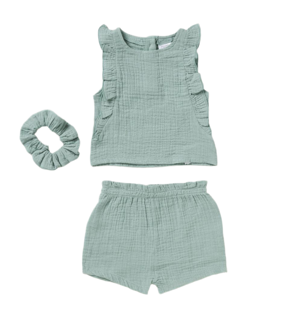 Crinkle Muslin "Frills" Shorts Set