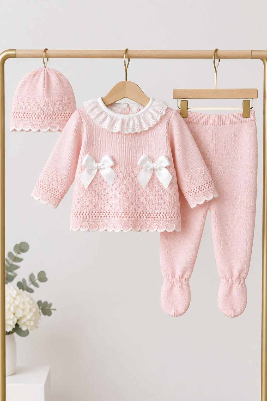 Baby girls Portuguese knitted set with hat - One size only newborn-3m