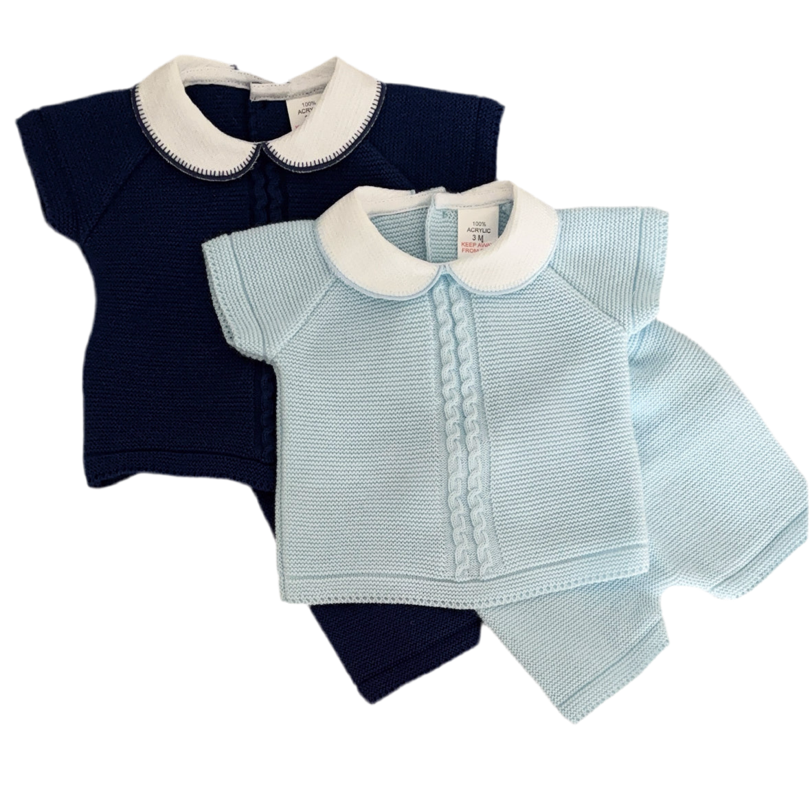 Baby boys navy knitted top & shorts
