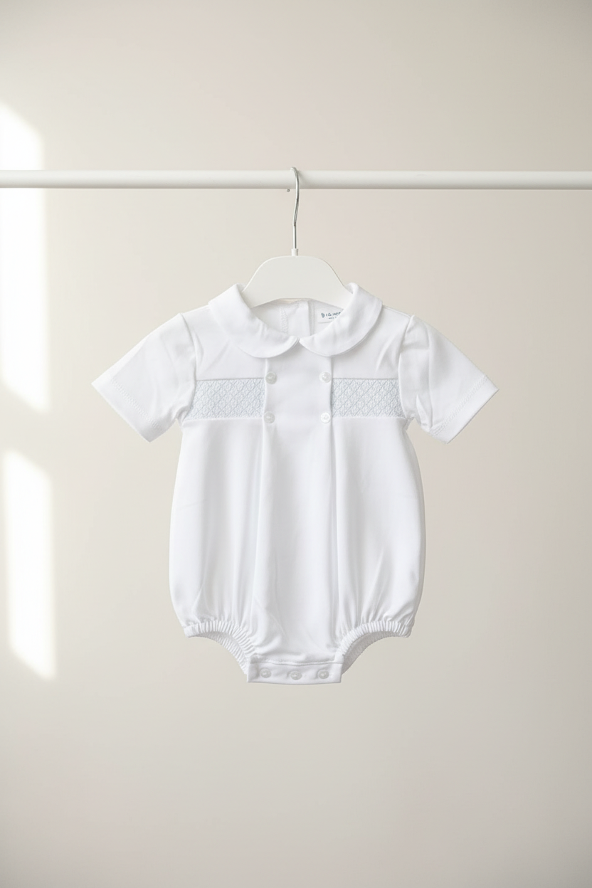 Baby boys cotton smocked romper
