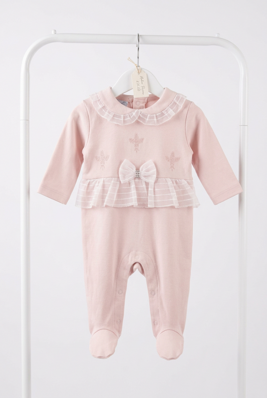 Baby girls bow & frill all in one