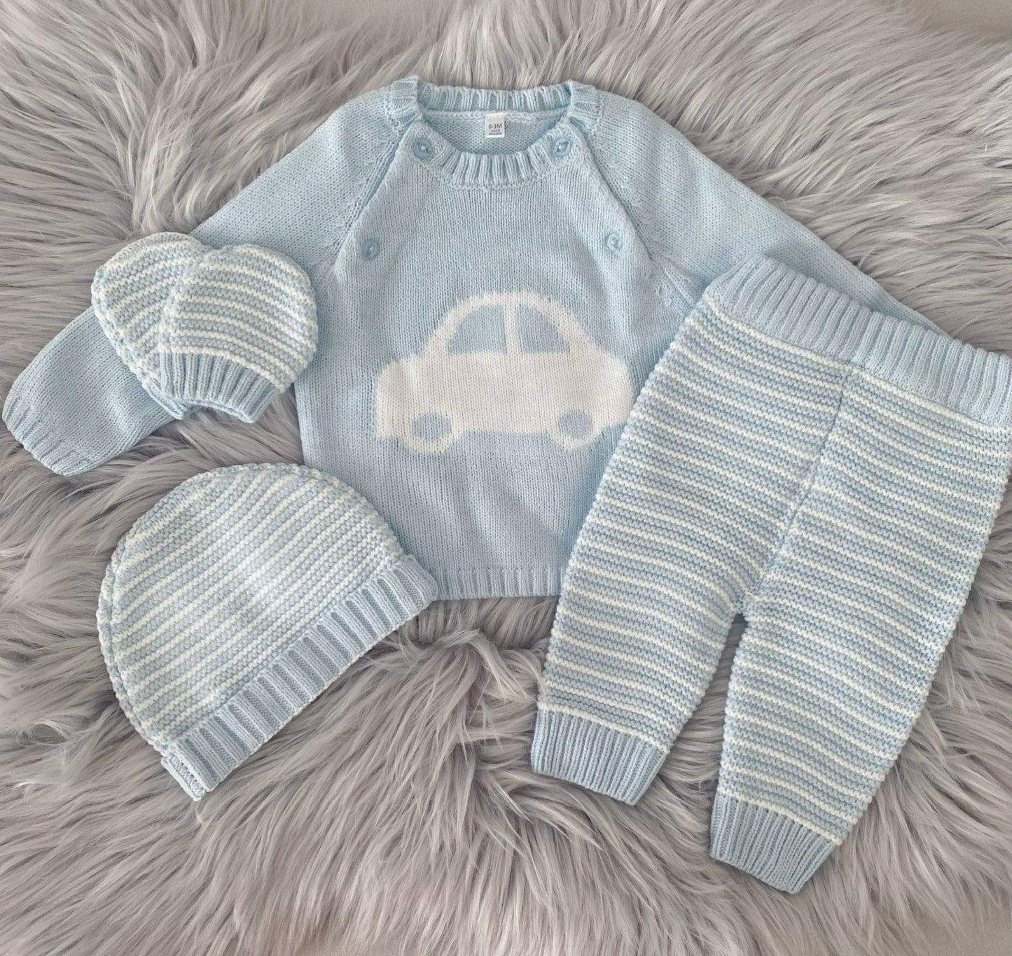 Baby boys Car knitted four piece set