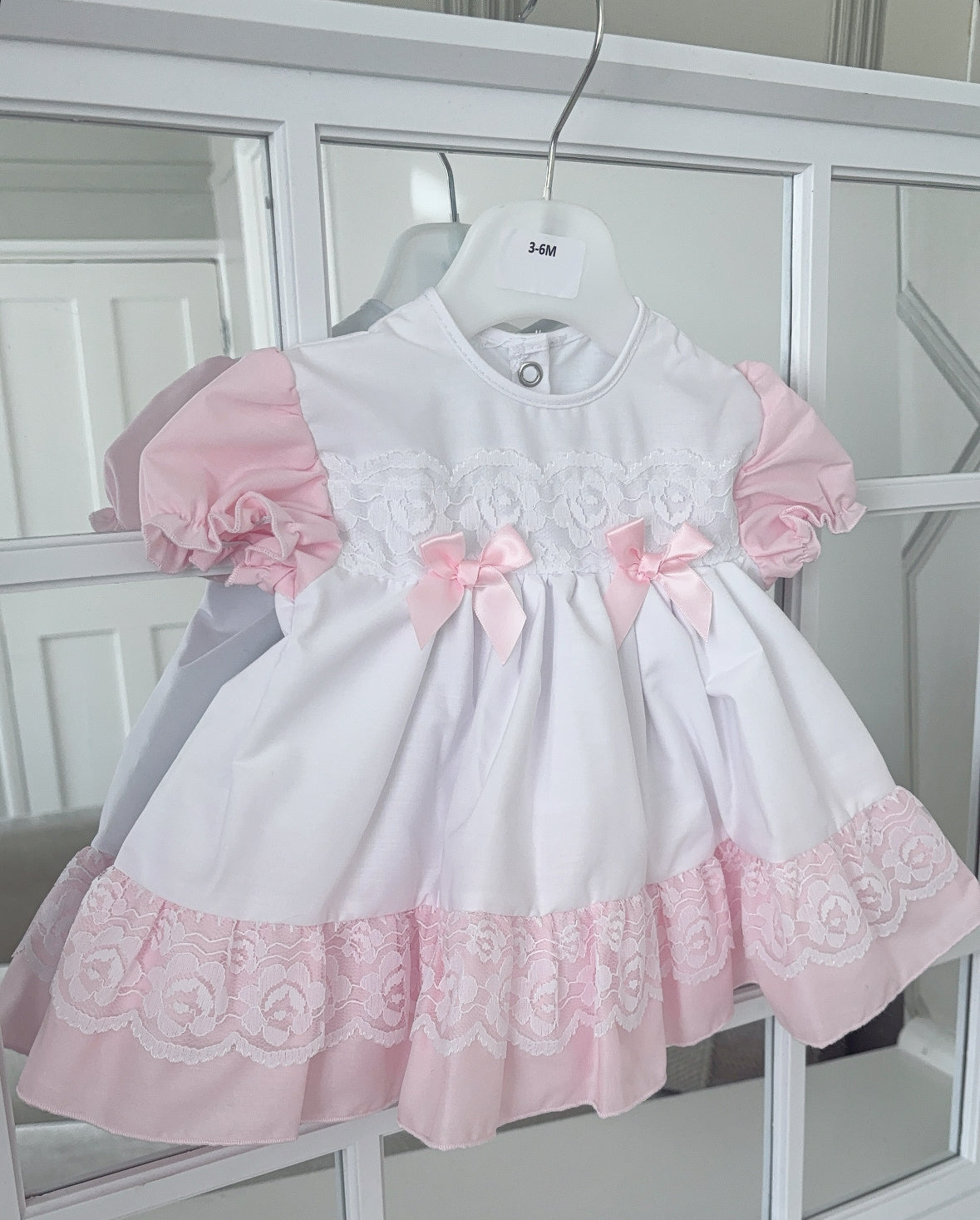 Baby girls pink lace dress