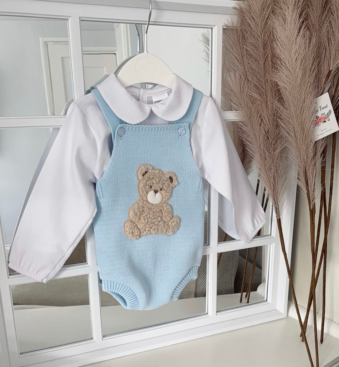 Baby boys knitted "Teddy" Dungaree Set
