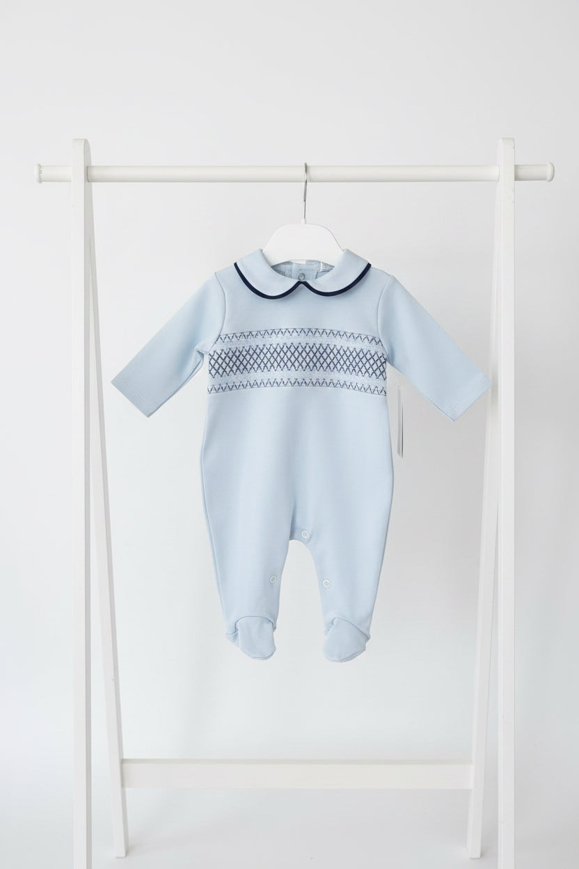 Baby boys sky smocked all in one