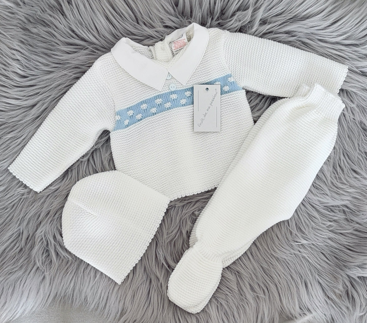 Portuguese knitted set with hat - One size only Nb-3m