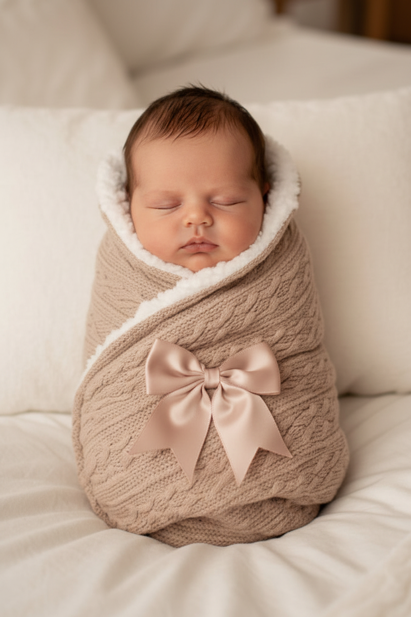 Biscuit Cable swaddle with Sherpa lining