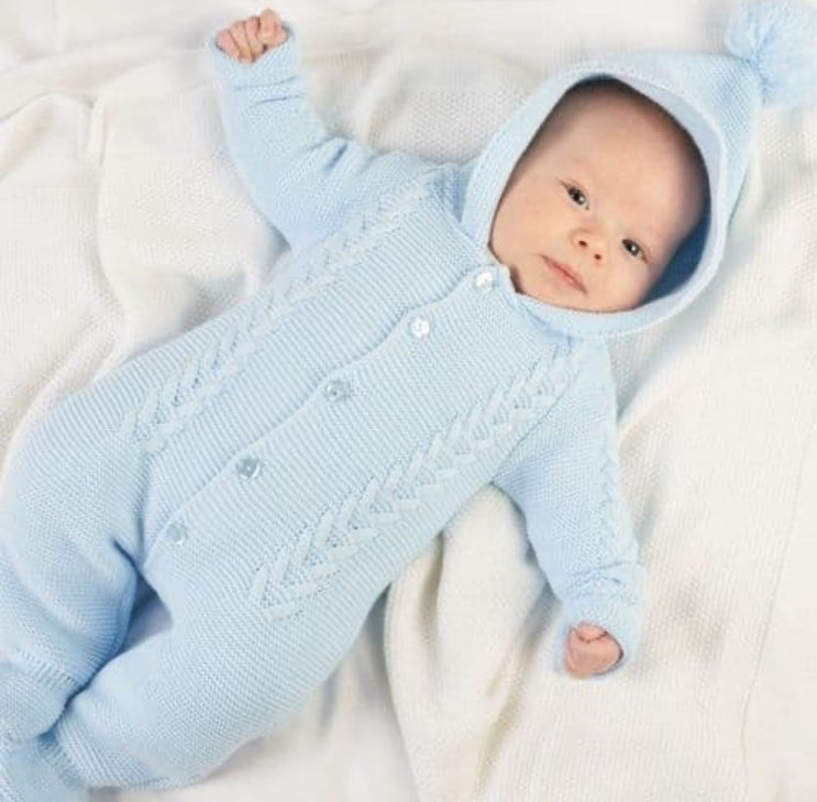 Baby boys knitted pram suit