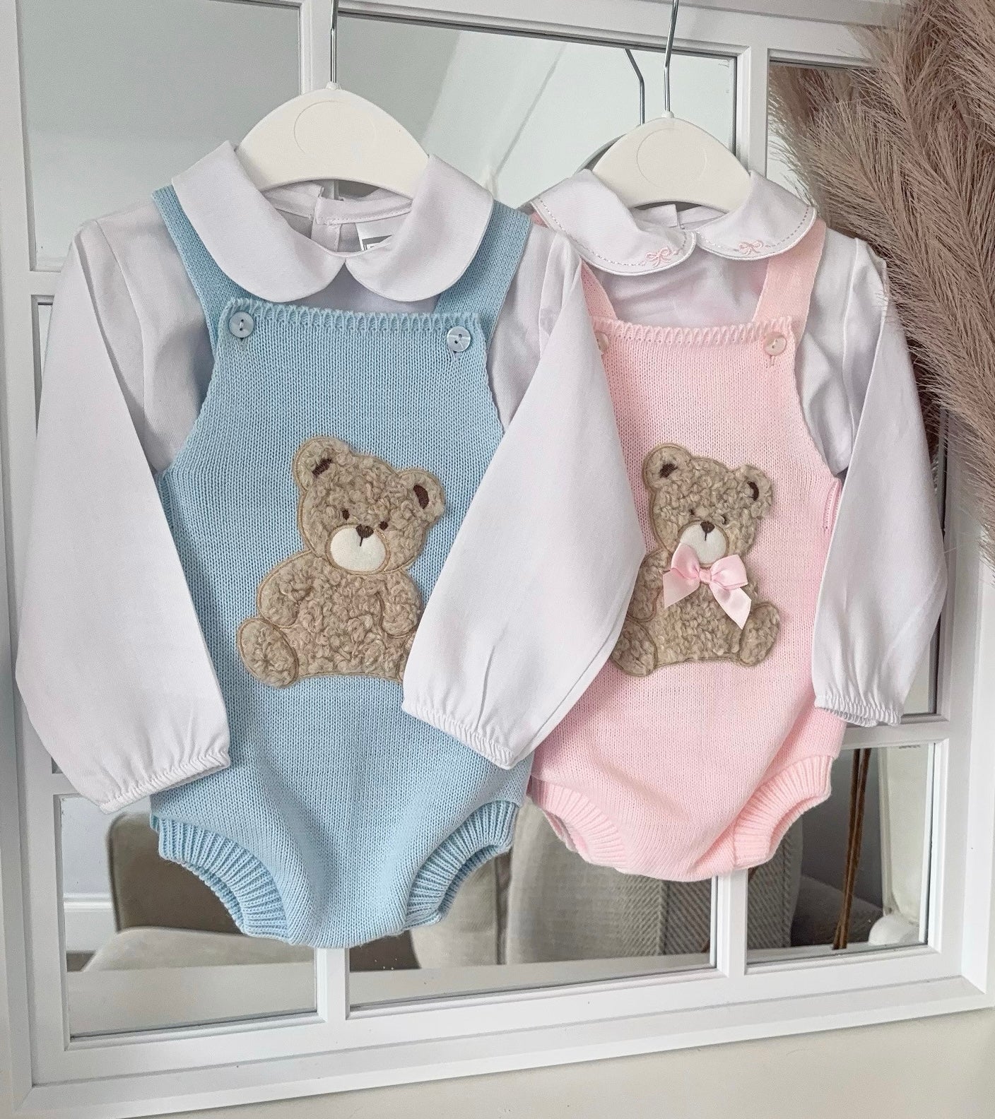 Baby boys knitted "Teddy" Dungaree Set