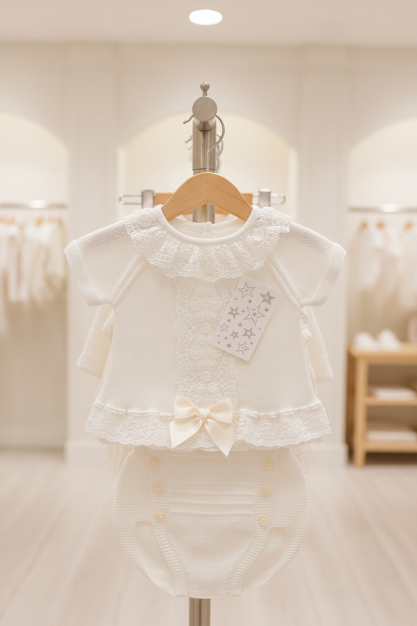 Baby girls knitted luxury lace set