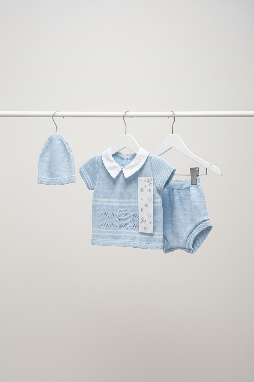 Baby boys Portuguese knitted set with hat - One size only