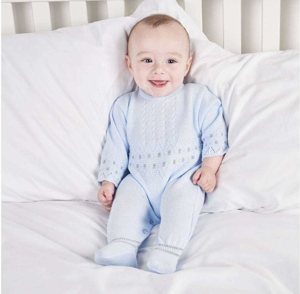Baby boys dandelion knitted romper with bonnet