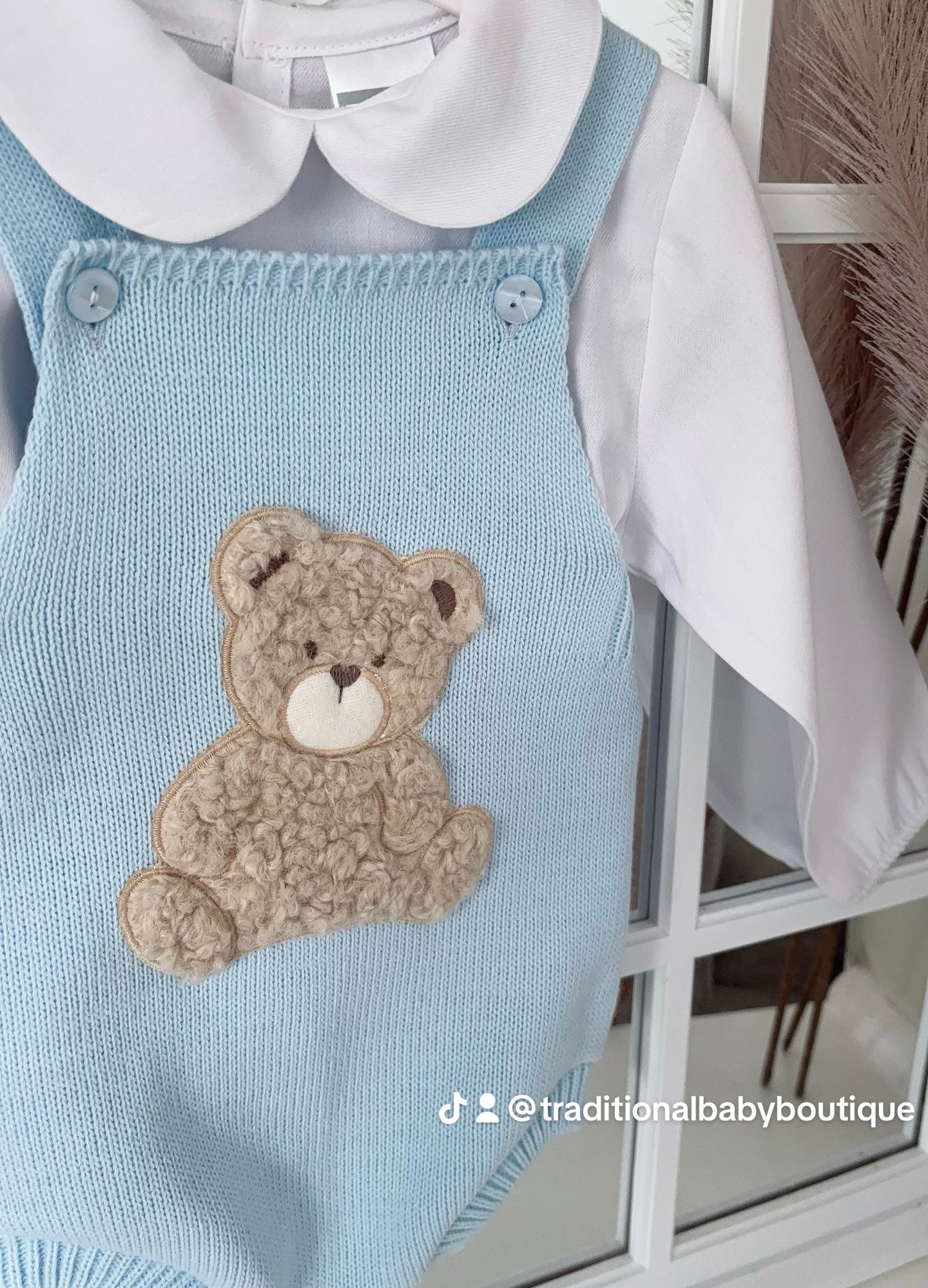 Baby boys knitted "Teddy" Dungaree Set