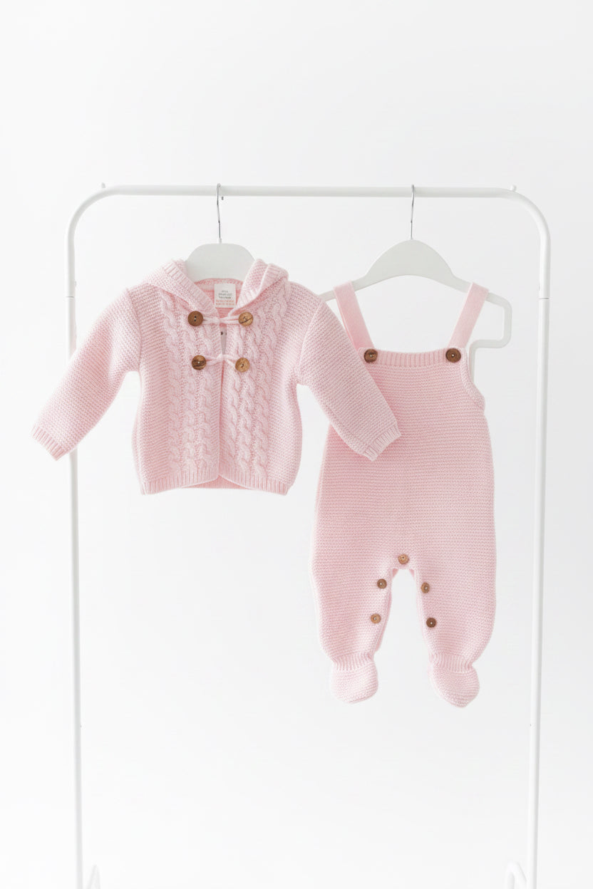 Baby girls knitted dungarees and cardigan