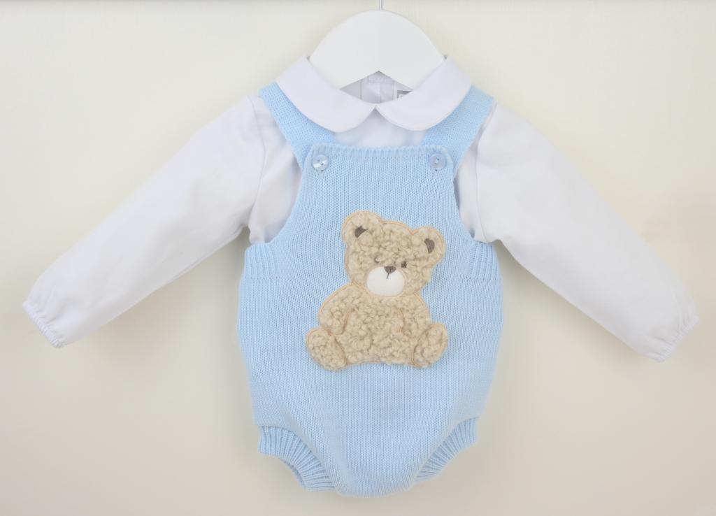 Baby boys knitted "Bear" Dungaree Set
