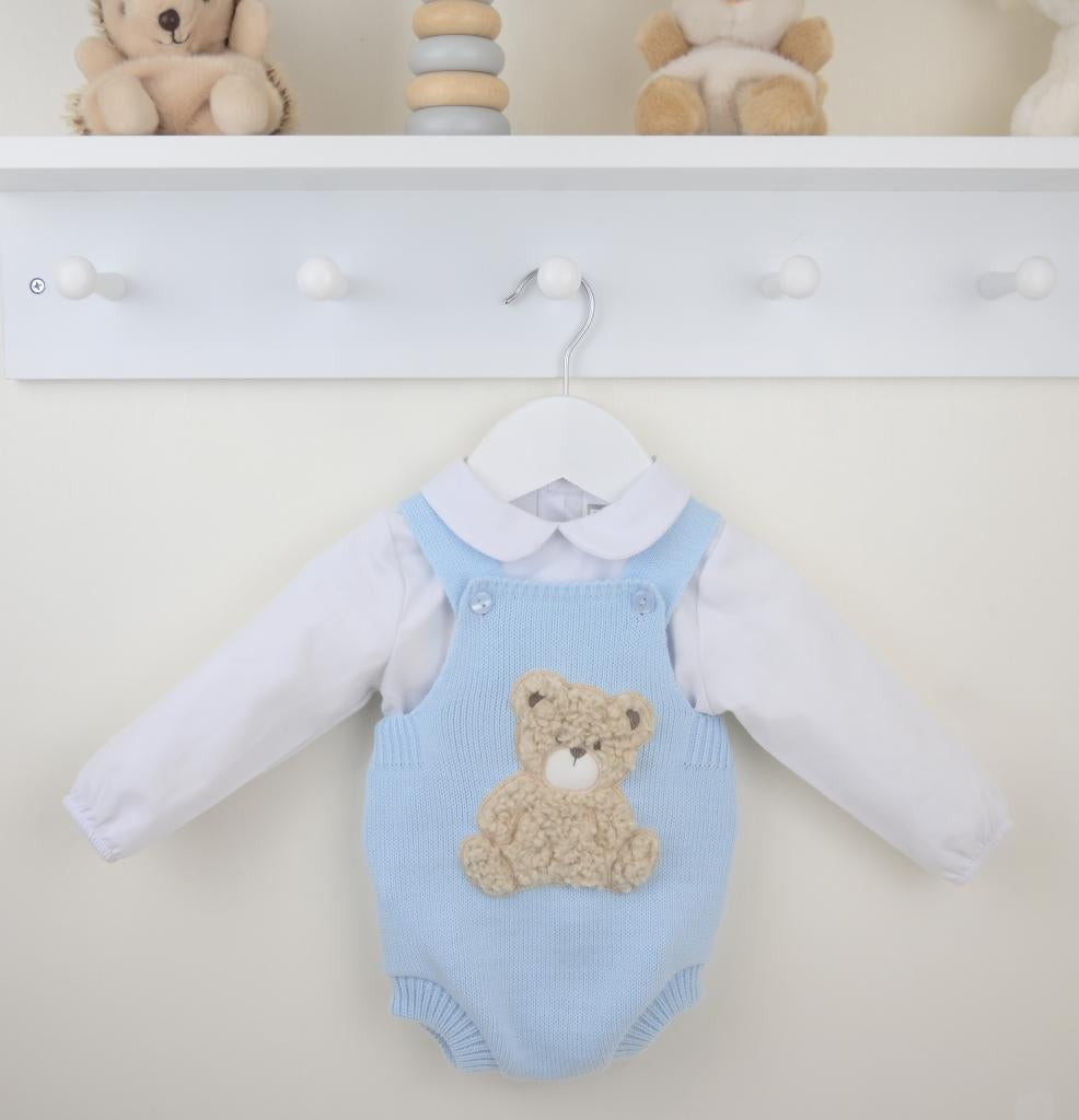 Baby boys knitted "Bear" Dungaree Set