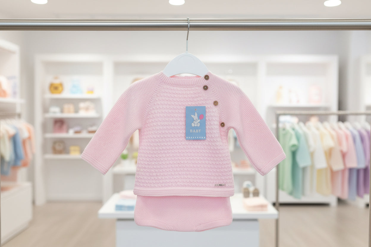 Baby girls “Button” knitted two piece set