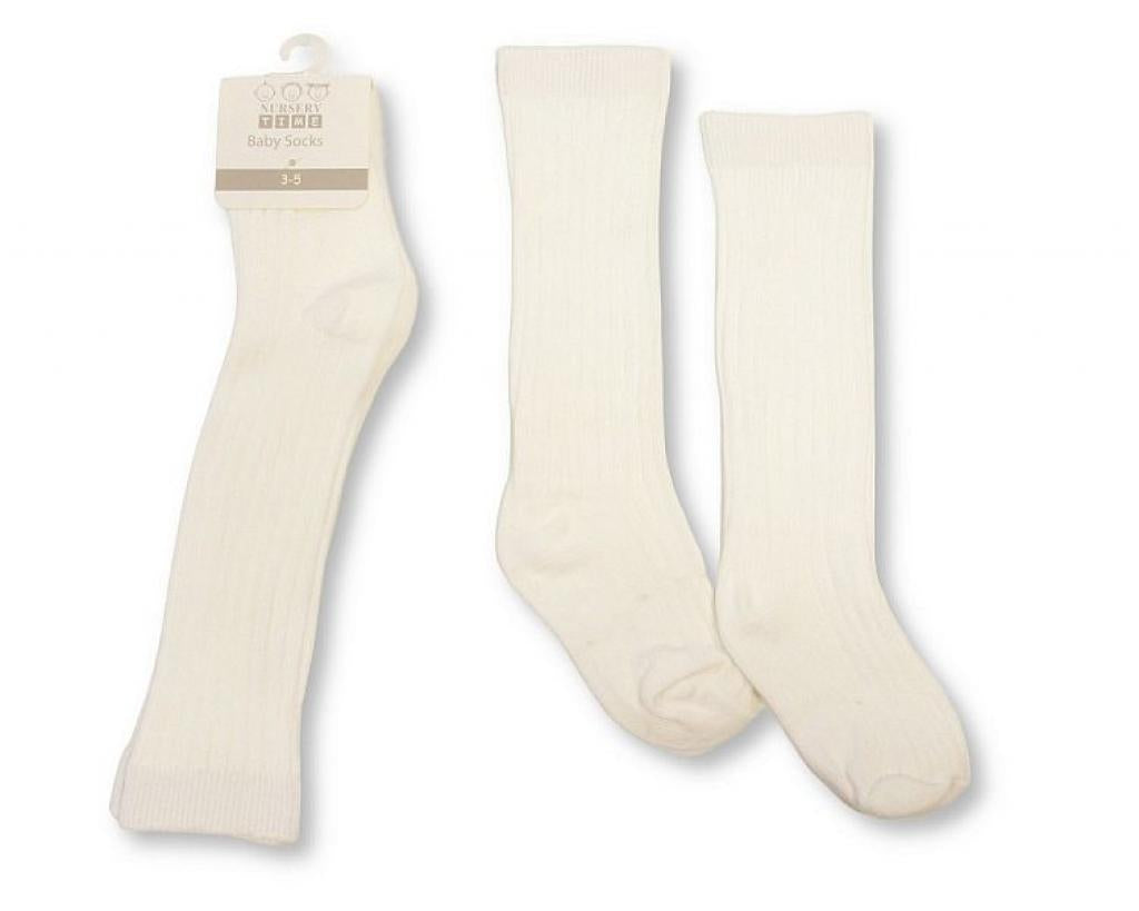 Classic white ribbed 3/4 Length Socks
