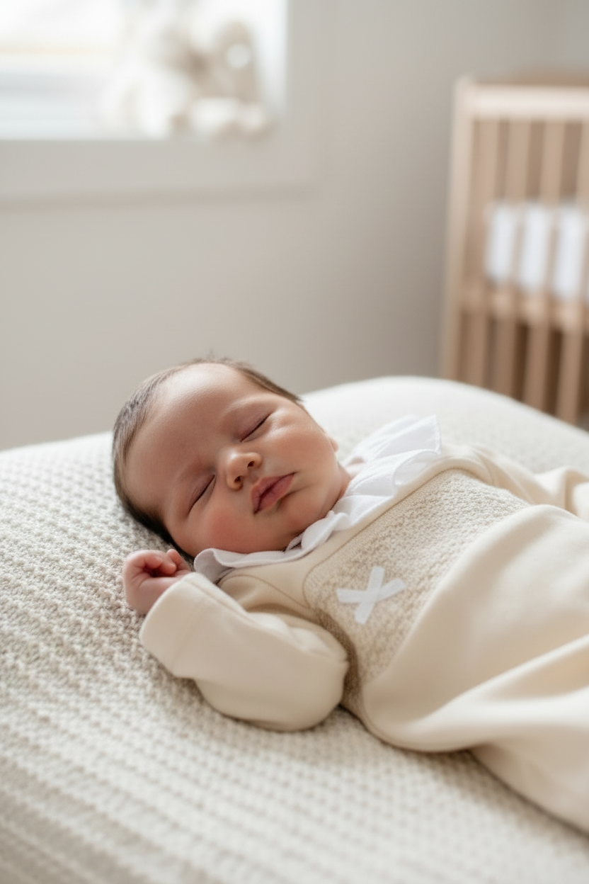 Baby girls smocked all in one with frilled collar