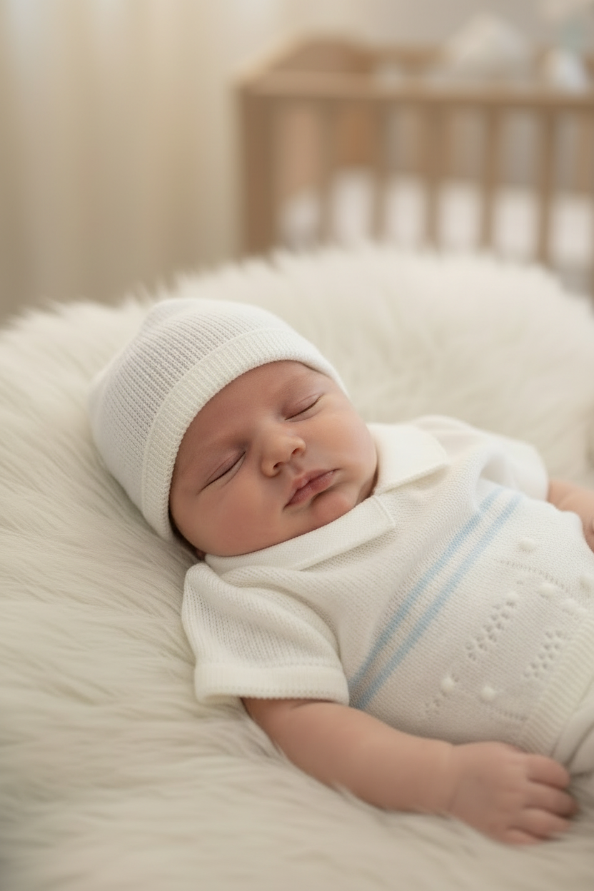Baby boys knitted three piece set