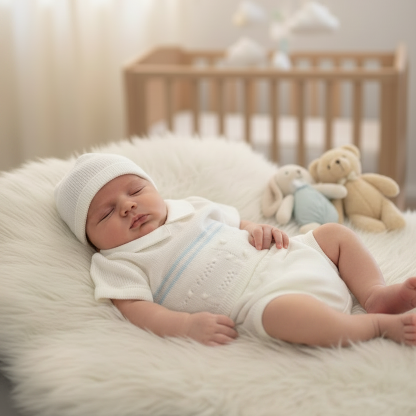 Baby boys knitted three piece set