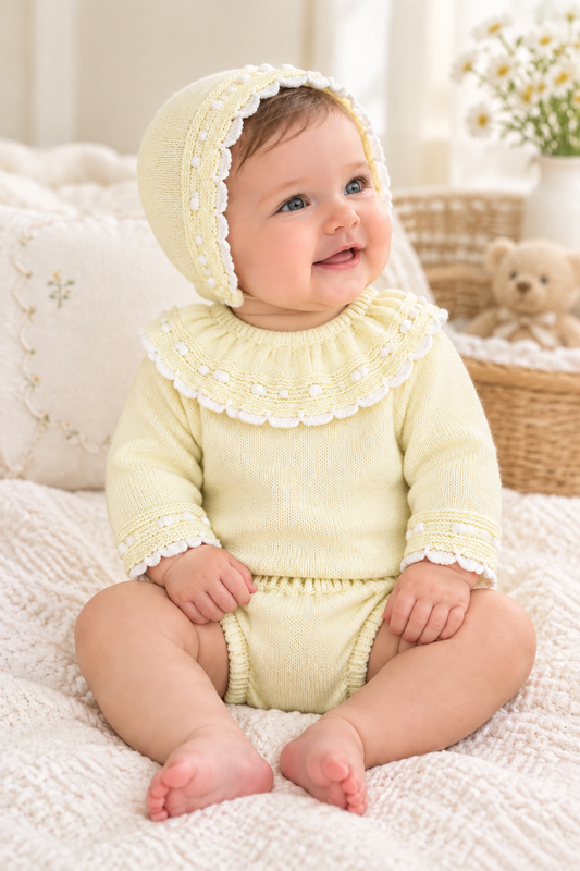 Baby girls knitted frilled collar set