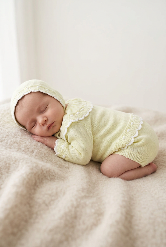 Baby girls knitted frilled collar set