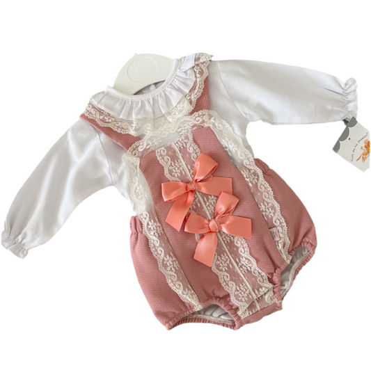 Baby girls lace romper & blouse set