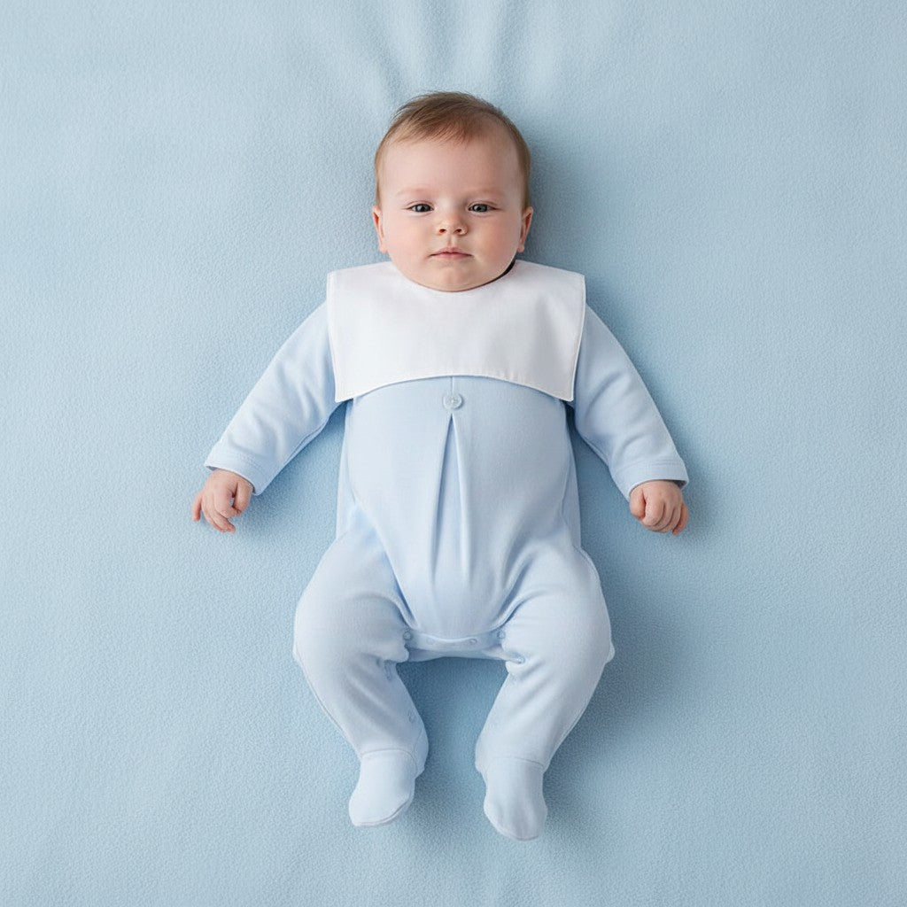 Baby boys Cotton Square Collar Mock Bib all in one