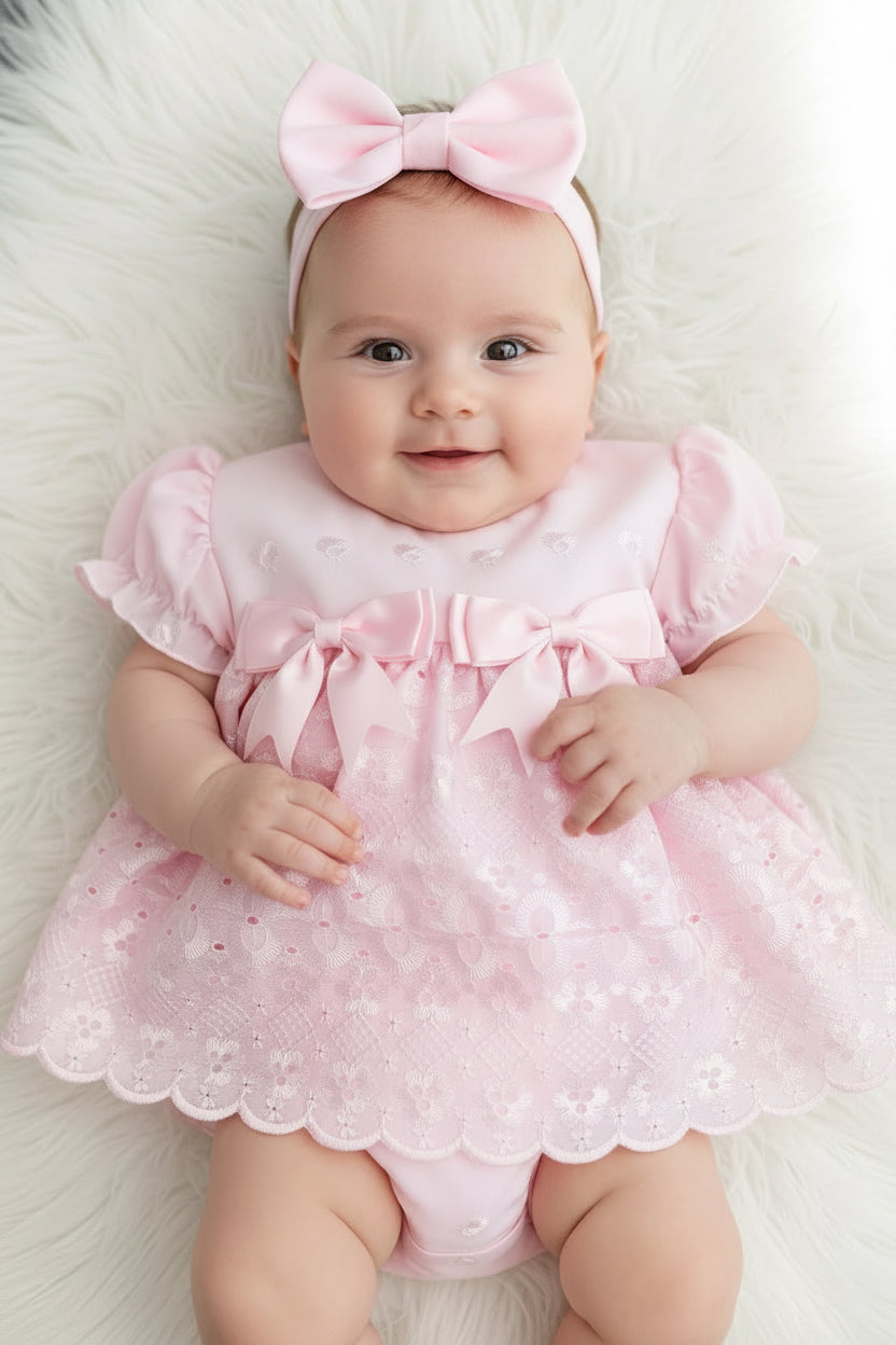 Baby girls Broderie dress with knickers