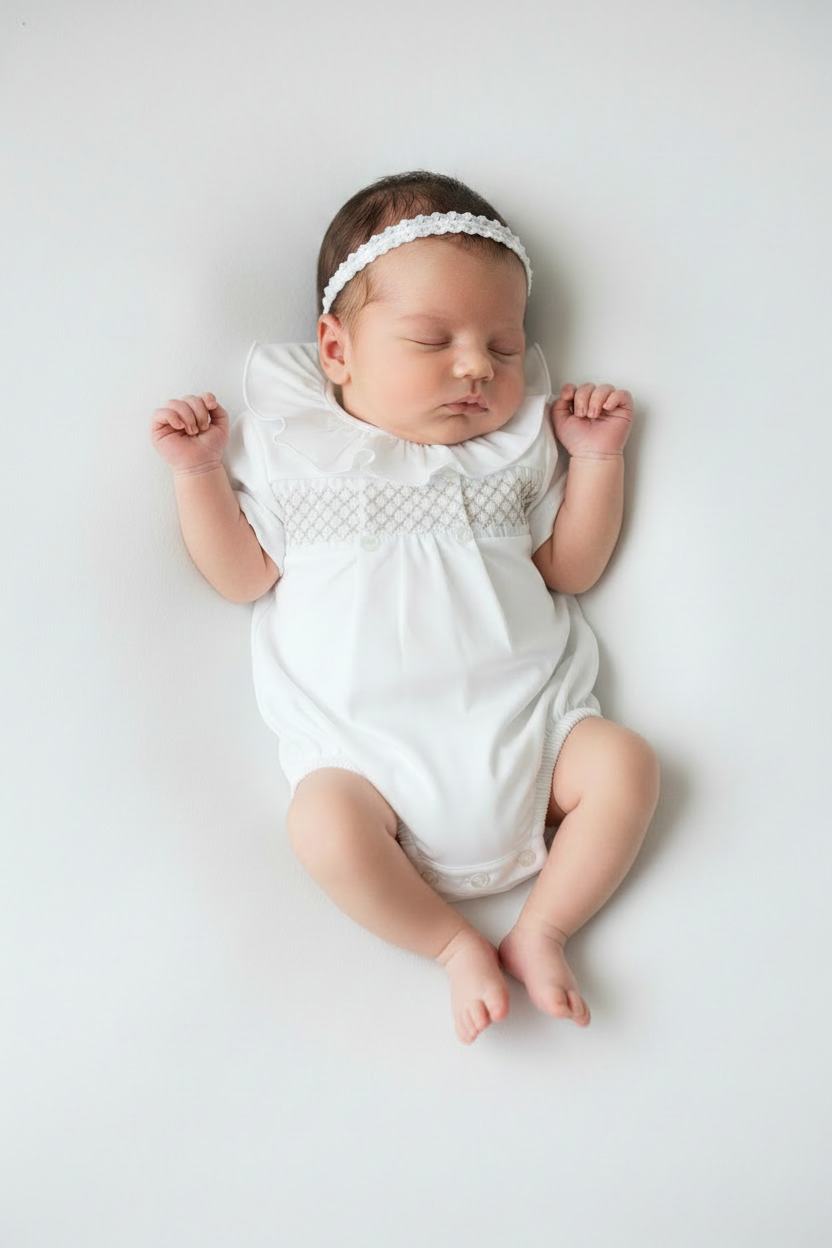 Baby girls cotton smocked romper