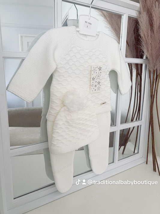 Unisex knitted honeycomb set with hat