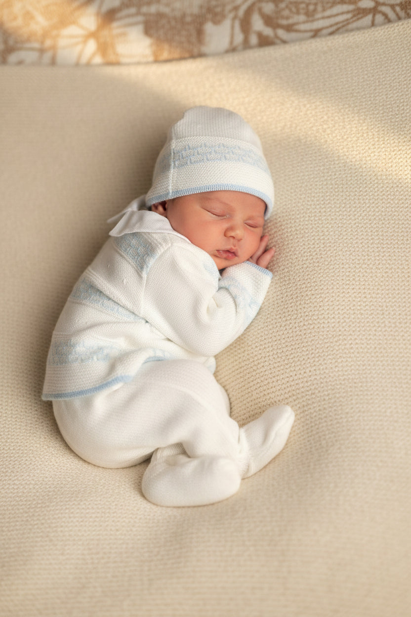 Baby boys Portuguese knitted set with hat - one size newborn-3m