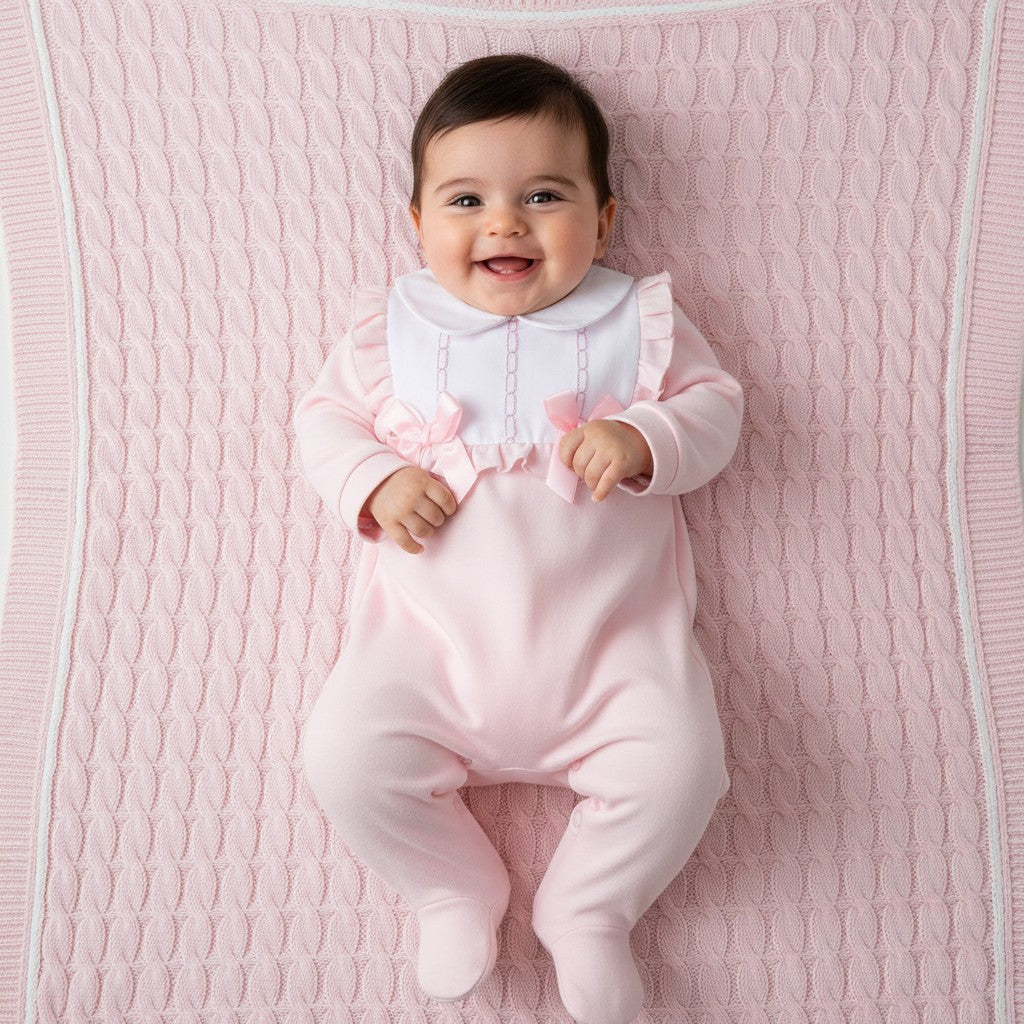 Baby girls Cotton Ruffle Collar Mock Bib all in one
