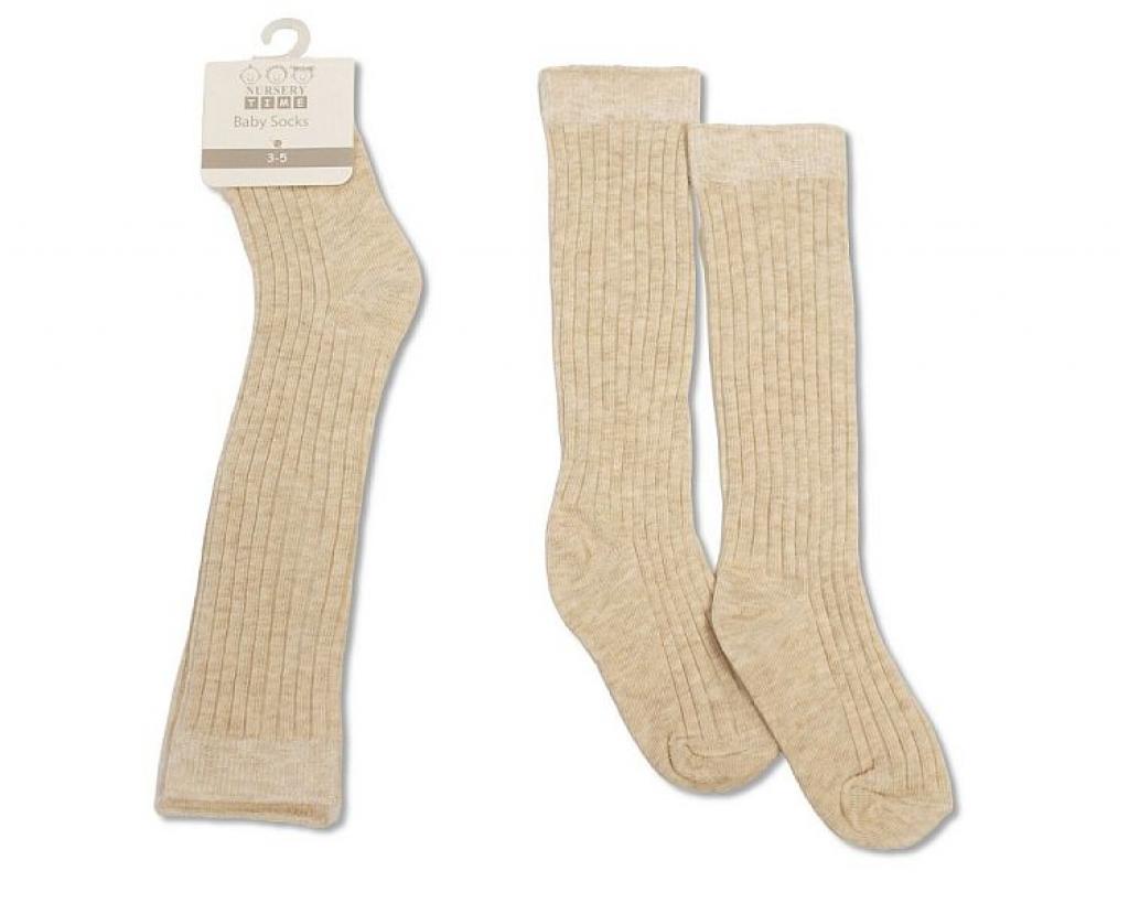 Classic beige ribbed 3/4 Length Socks