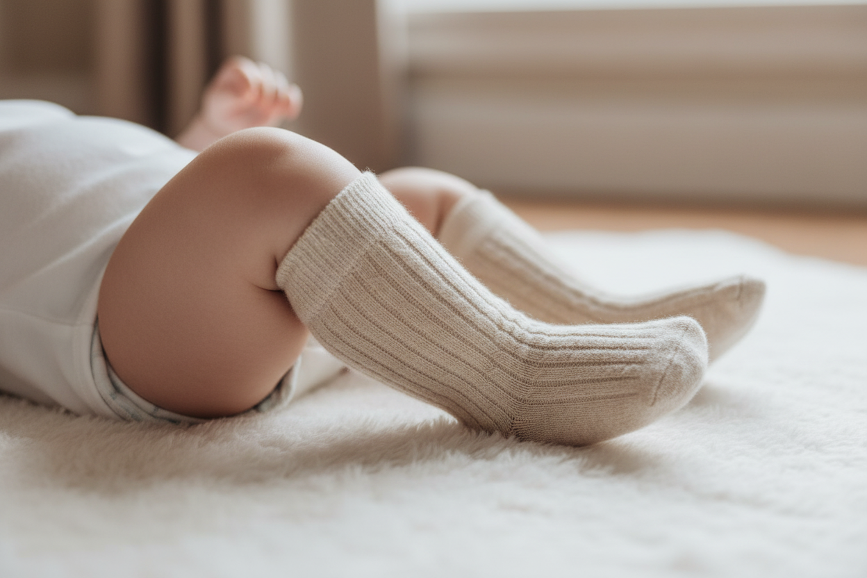 Classic beige ribbed 3/4 Length Socks