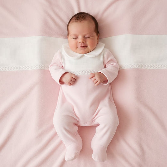 Baby girls Pink Cotton Classic Collar All in One