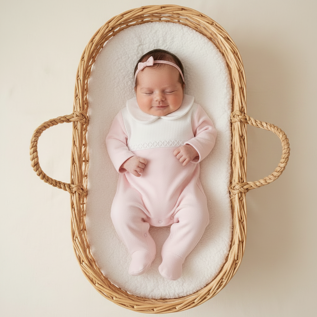 Baby girls Pink Cotton Classic Collar All in One