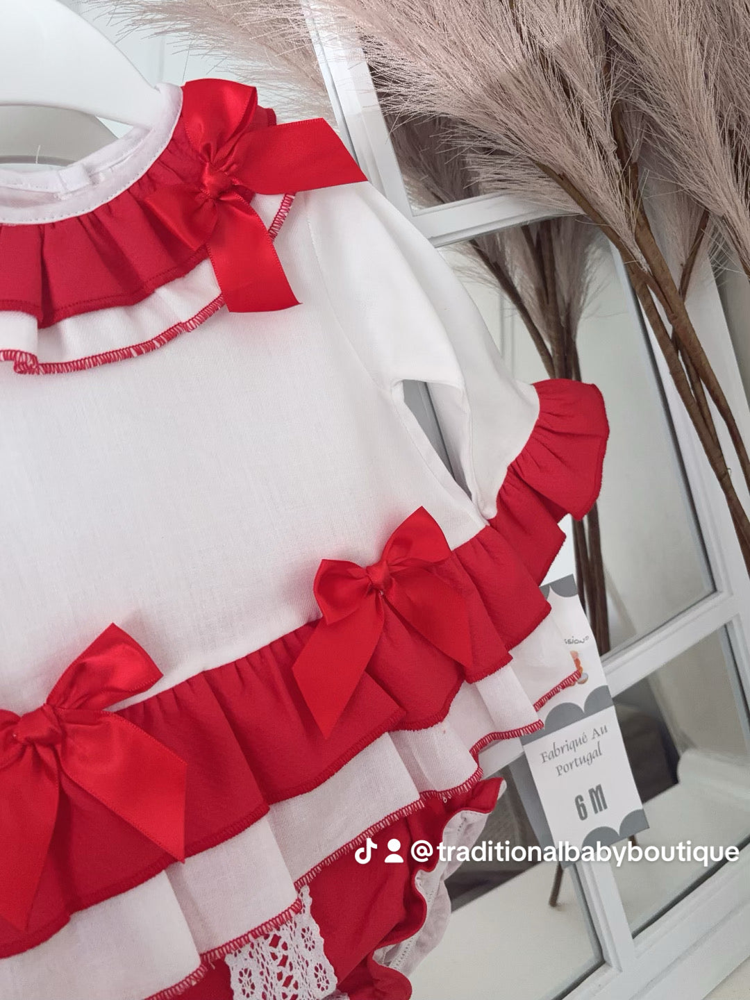 Baby girls red  “Nancy” top and bloomer set